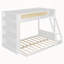 Lit superposé simple au-dessus de double avec tablette et lumières DEL, blanc-1042022460