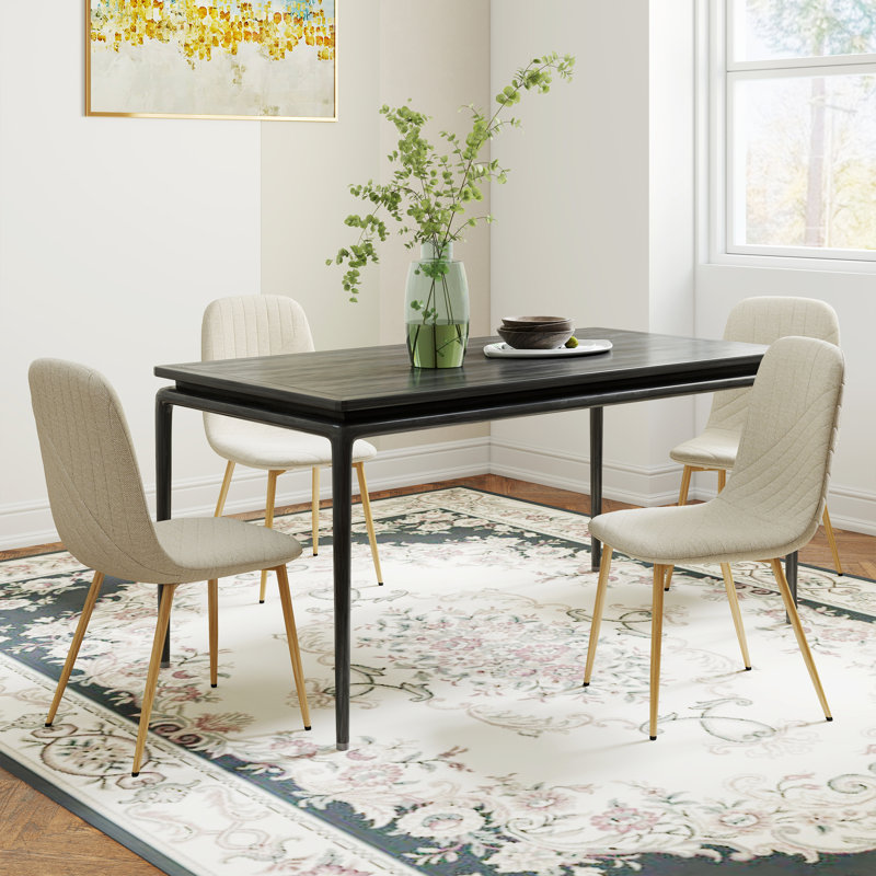 Chaise d'appoint rembourrée en lin 34,6 "avec pieds en métal