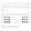 Lit mezzanine simple blanc avec deux tiroirs, bureau polyvalent et ambiance créant un support à DEL qui change de couleur en continu pour créer une atmosphère d'étude décontractée-2090130248