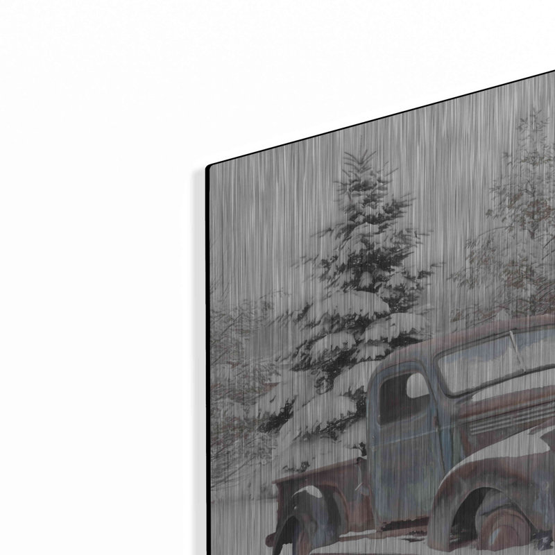 «Chevy at the Tree Farm» par Lori Deiter, art mural en métal, H 12 po x l 16 po