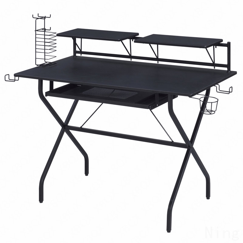 Black Computer Desk, with Keyboard Tray