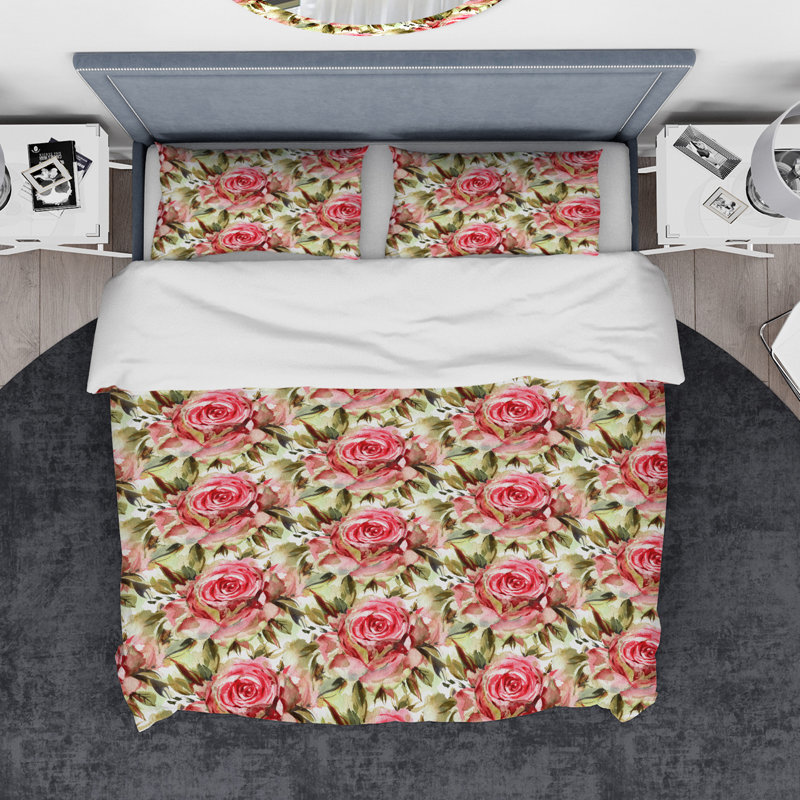 Housse de couette en microfibre rouge / verte, Housse de couette très grand + 2 taies décoratives