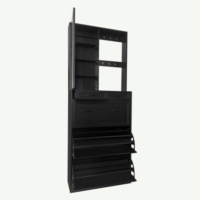 Portemanteau avec rangement pour chaussures Jeri, Noir