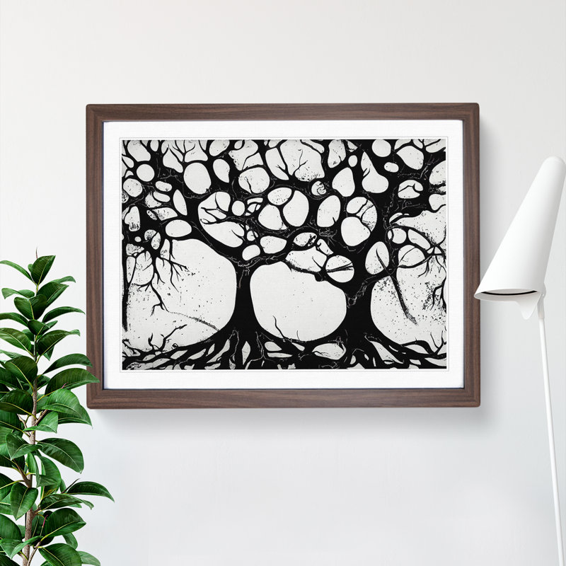Cosmopolitan Trees - Framed Print, 46cm H x 64cm W x 2cm D, Walnut