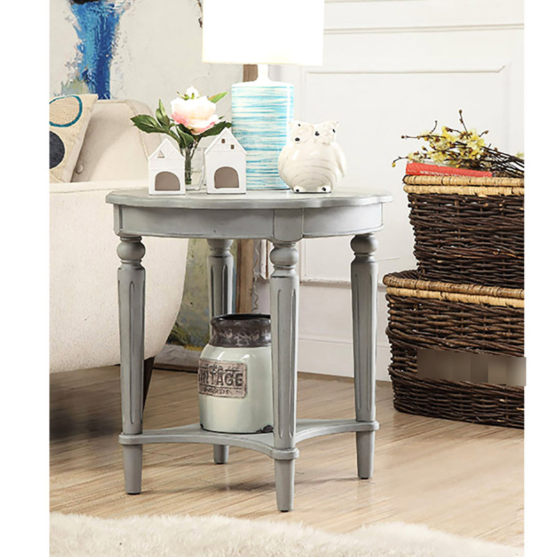 Table de bout élégante avec finition ardoise antique et système de tablettes ouvertes
