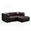 Ensemble de canapé moderne 77 po 77 po, canapé modulaire rembourré en similicuir 2 places avec conception touffetée à la main pure, 1 repose-pieds et 2 coussins, combinaison multiple pour le salon, brun foncé