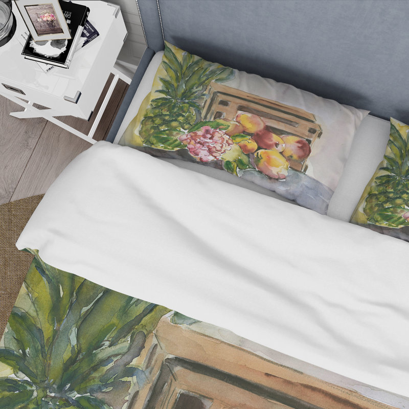 Ensemble de housse de couette campagnard Vintage Fruits V - Microfibre de polyester