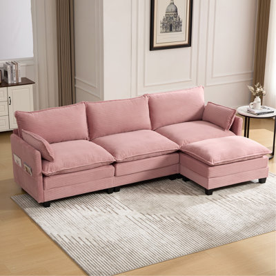 Canapé modulaire surdimensionné surdimensionné avec repose-pieds mobile, ensemble de canapés en velours côtelé moderne 102 po 4 places, canapé convertible en forme de L pour le salon et le bureau