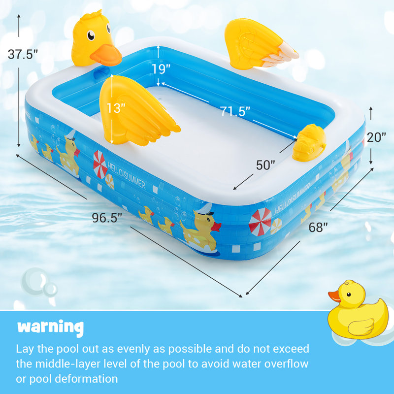 Piscine gonflable en plastique 5,6 pi x 8 pi Costway