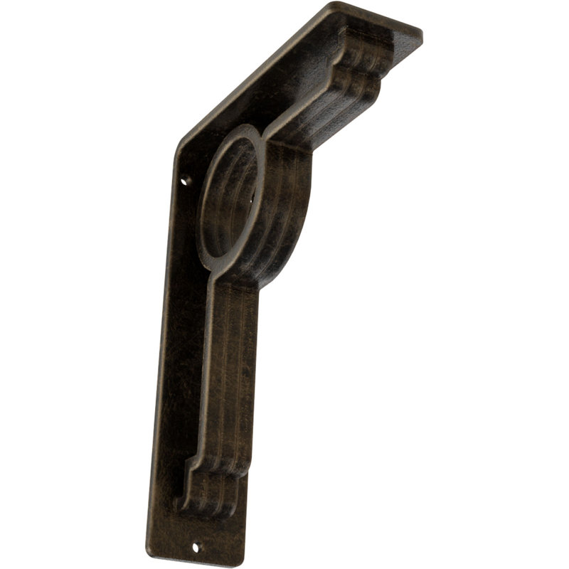 2"W x 5 1/2"D x 8"H Maria Wrought Iron Bracket, (Triple center brace), Antiqued Pale Gold, 8" H x 2" W x 5.5" D