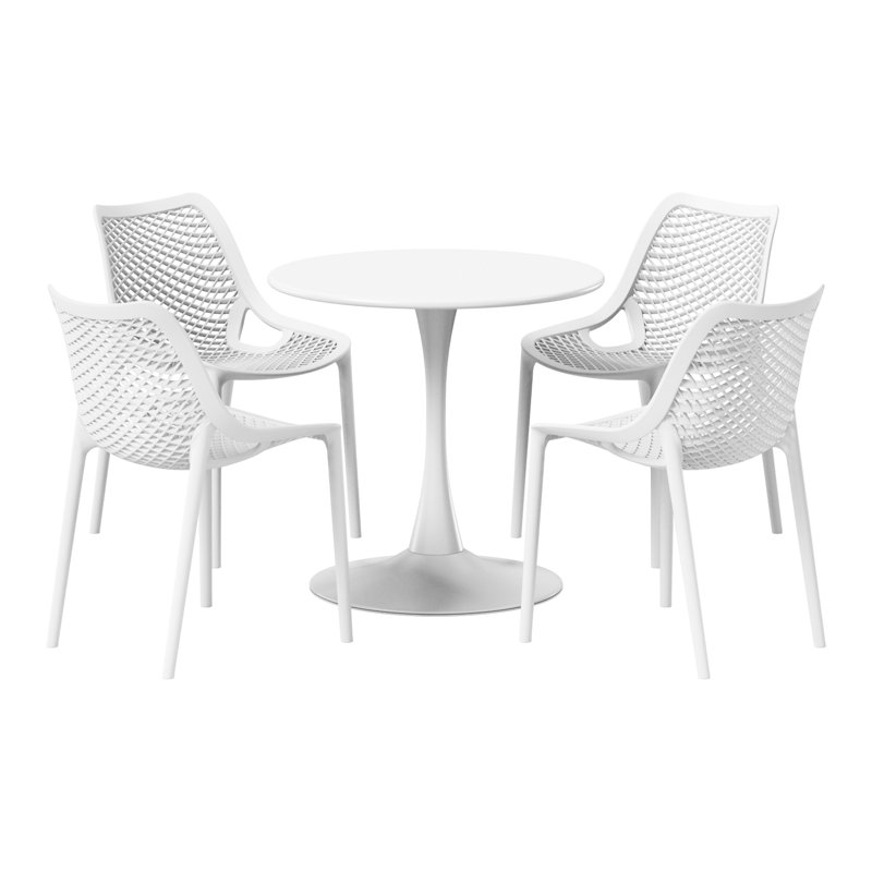 Outdoor Round Dining Set, White