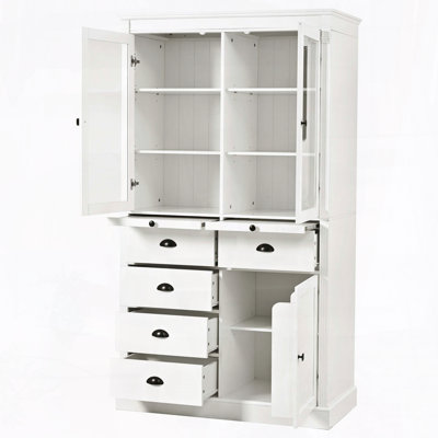 72" Kitchen Pantry with Glass Doors & Pull-Out Trays
