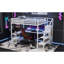 Grand lit mezzanine en métal avec garde-robe et lumière DEL, grand lit mezzanine avec bureau en forme de L et port USB pour enfants, adolescents, adultes