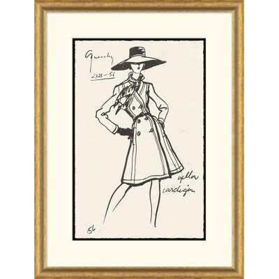 Croquis de mode rétro - cadre unique, impression de dessin sur papier