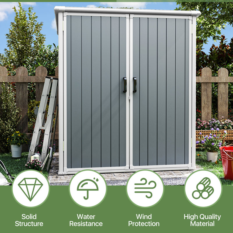 5 Ft. W X 3 Ft. D Horizontal Storage Shed, Grey