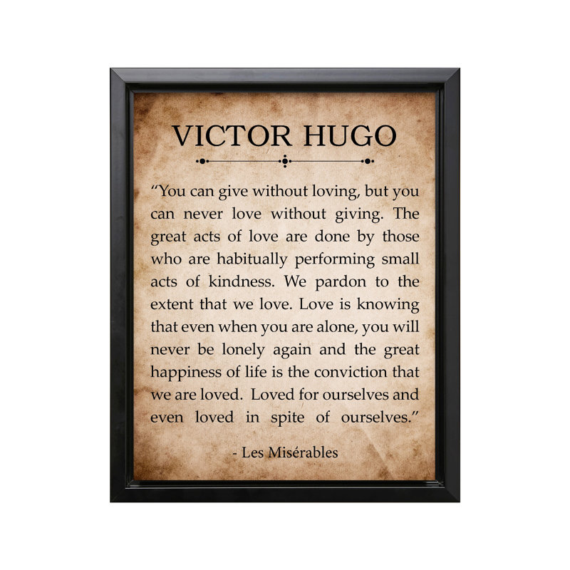 Victor Hugo Les Misérables, Black Framed, Canvas, 11"H x 14"W