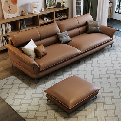 Coffee Genuine Leather Modular Sofa cushion couch