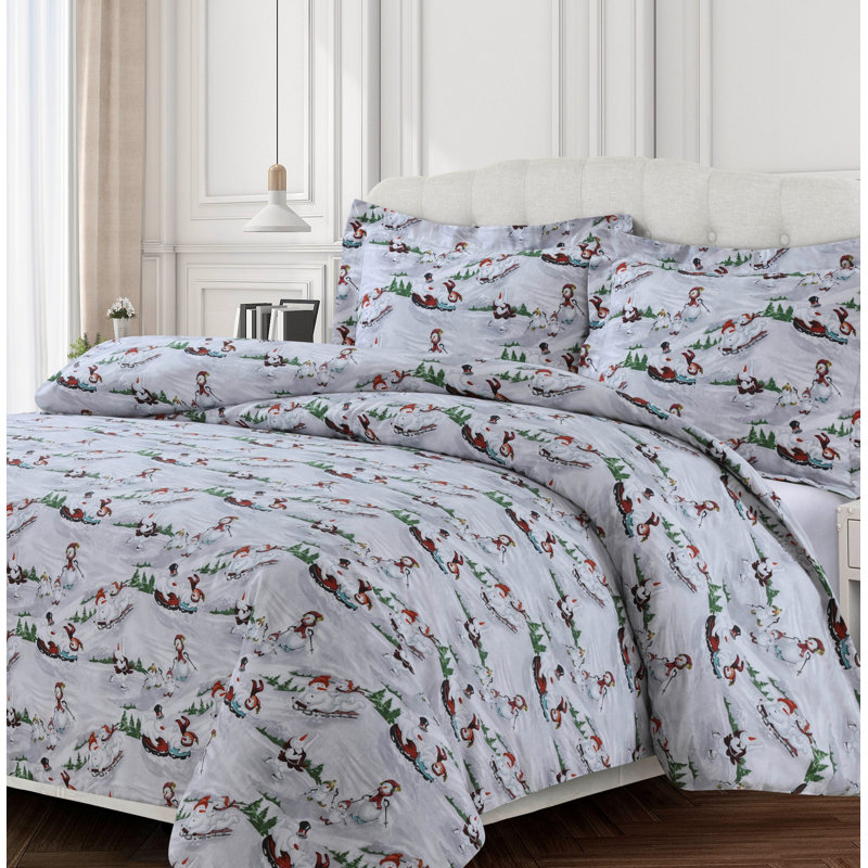 Flannel Duvet Cover, King Duvet Cover + 2 Shams