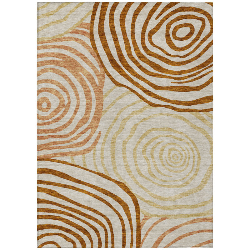 Tapis extérieur lavable en terre cuite et doré 9 pi x 12 pi
