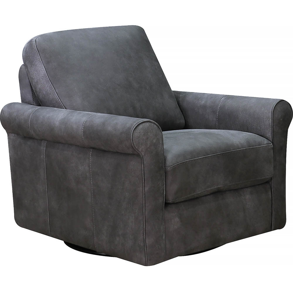 Mayoworth Top Grain Leather Swivel Chair, Brookfield Gray Genuine Leather