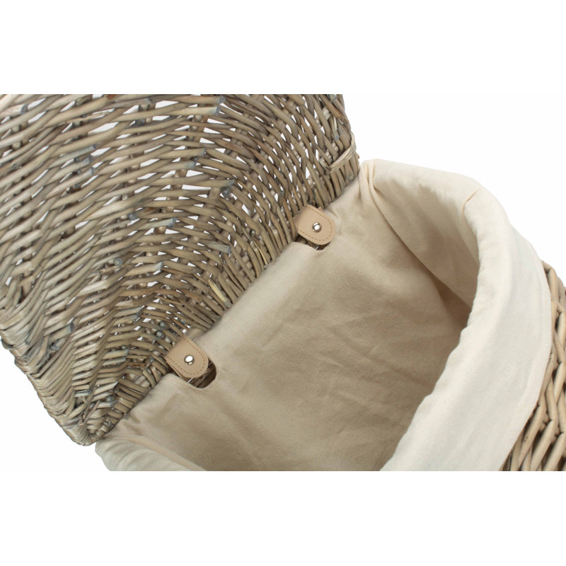Wicker Antique Wash Laundry Bin with White Lining, Small (50 cm H x 33 cm W x 33 cm D)