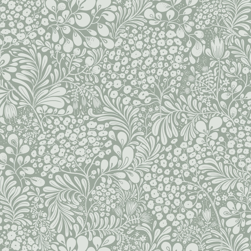 Papier peint botanique Siv Slate, Bleu