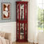 Armoire de coin en cerisier avec présentoir en verre et options de rangement réglables-792837441