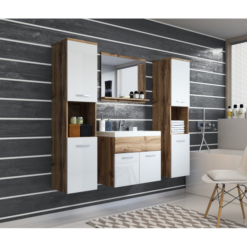 Belz Bathroom Storage Furniture Set, Wotan Oak/White