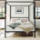 Tabiauea Metal Canopy Platform Bed Frame with Metal Slats, No Box Spring Needed