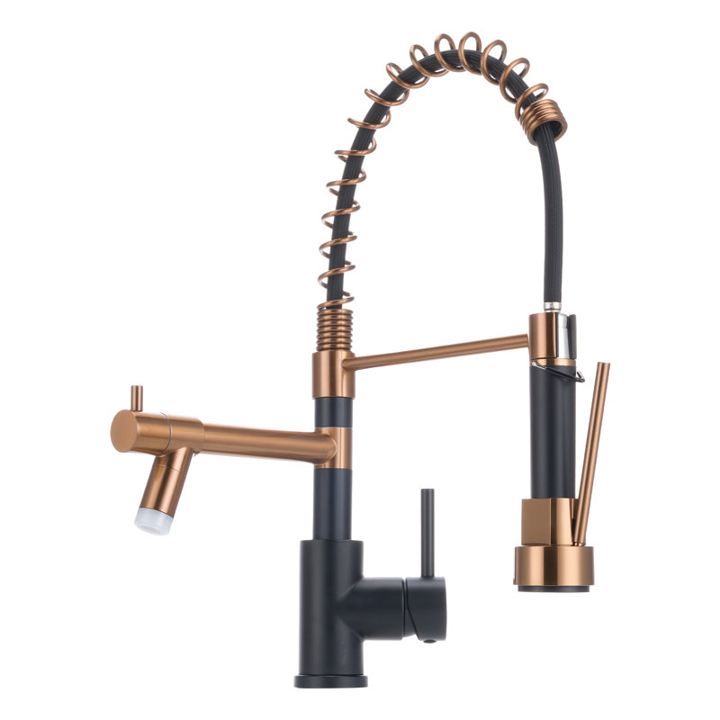 Dual Spout Swivel Kitchen Faucet with LED Light
