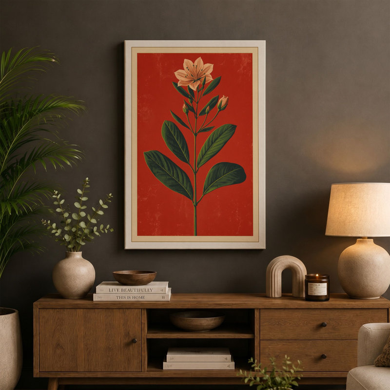 Centered Bloom Botanical - Wrapped Canvas, 18x12 - 45.7 x 30.5 cm, Sage Border