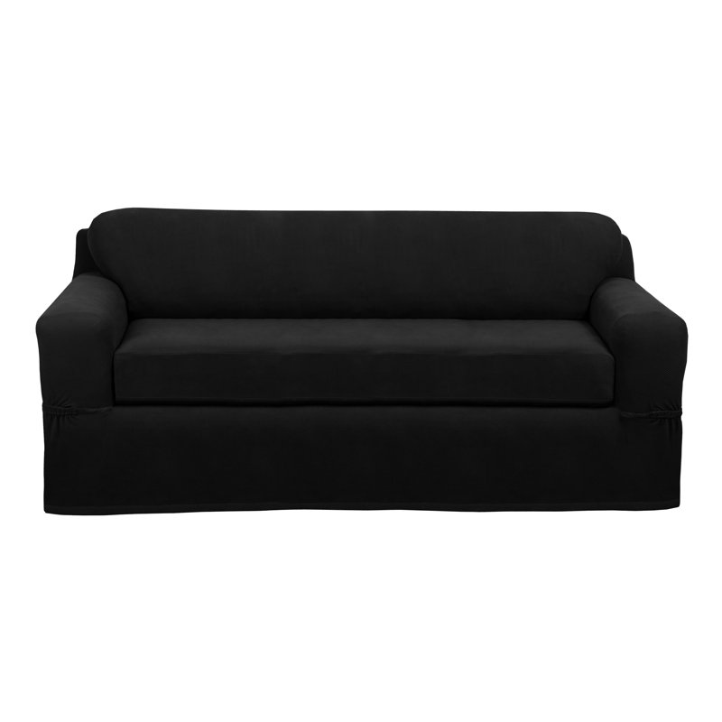 Housse pour canapé à coussins carrés ultra-doux extensible, Noir