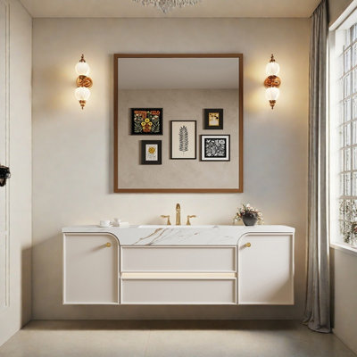 French retro cream style bathroom cabinet