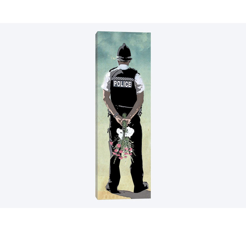 « policière force love », impression sur toile, H 36 po x l 12 po x P 1,5 po, Toile tendue
