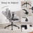 Criss Cross Legged Home Office Chair With Flip-Up Butterfly Back, Wide Seat Desk Chair With Flip-Up and Adjustable Arms, Wheels and Airbag Lumbar Support, Modern  Chair For Home Office (LIGHT GREY)-538298481