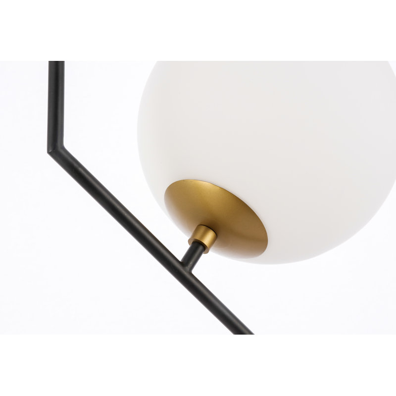 Luminaire suspendu en forme de globe à 1 lumière Suazo, Noir / Laiton, Givré