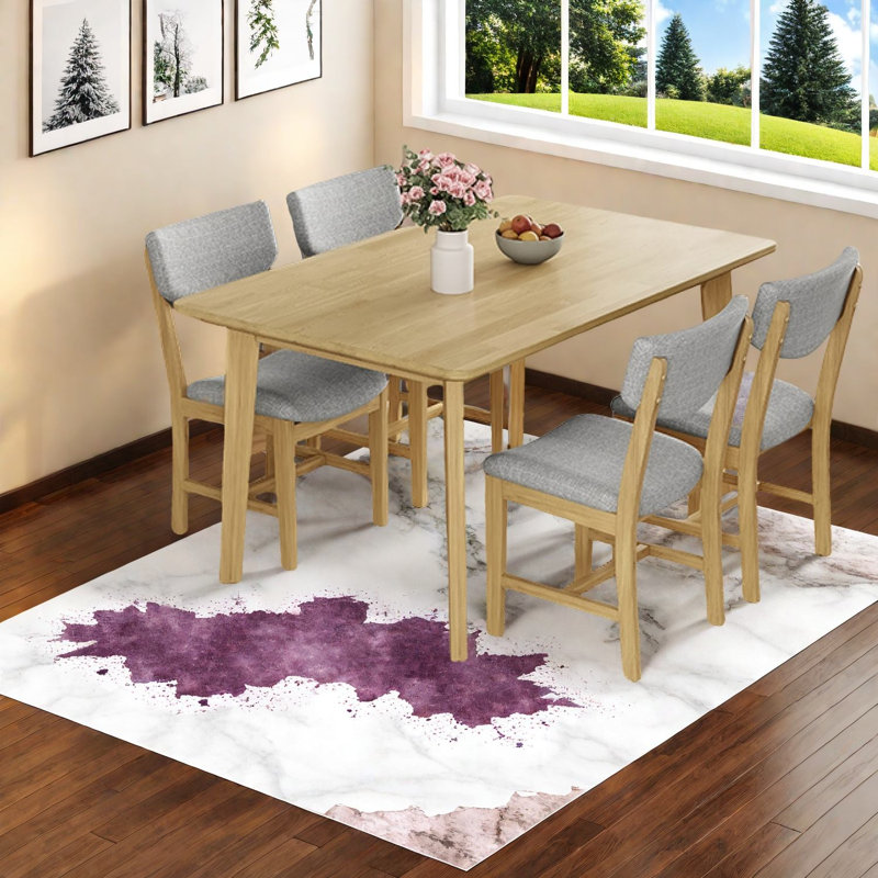 Ensemble de table de salle à manger en bois rustique, table en MDF massif avec chaises rembourrées, style maison de campagne pour la cuisine et la salle à manger