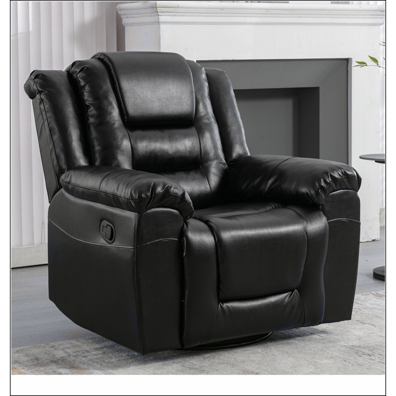 360°Swivel and Rocking Home Theatre Recliner Manual Recliner Chair with Wide Armrest, Black