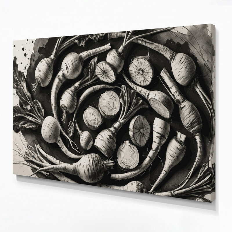Art mural sur toile légumes et panais noir, H 24 po x l 36 po