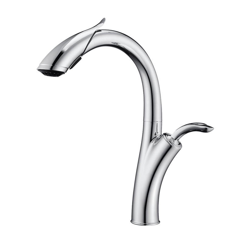 Single-Handle Pull-Down Spray Kitchen Faucet With 2 Water Flow Modes, Brushed Nickel