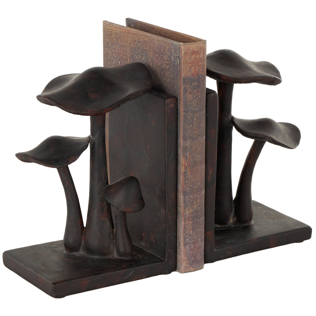 Cole And Grey Resin Mushroom Decorative Bookends With Copper Shadings (Set of 2) August Grove®