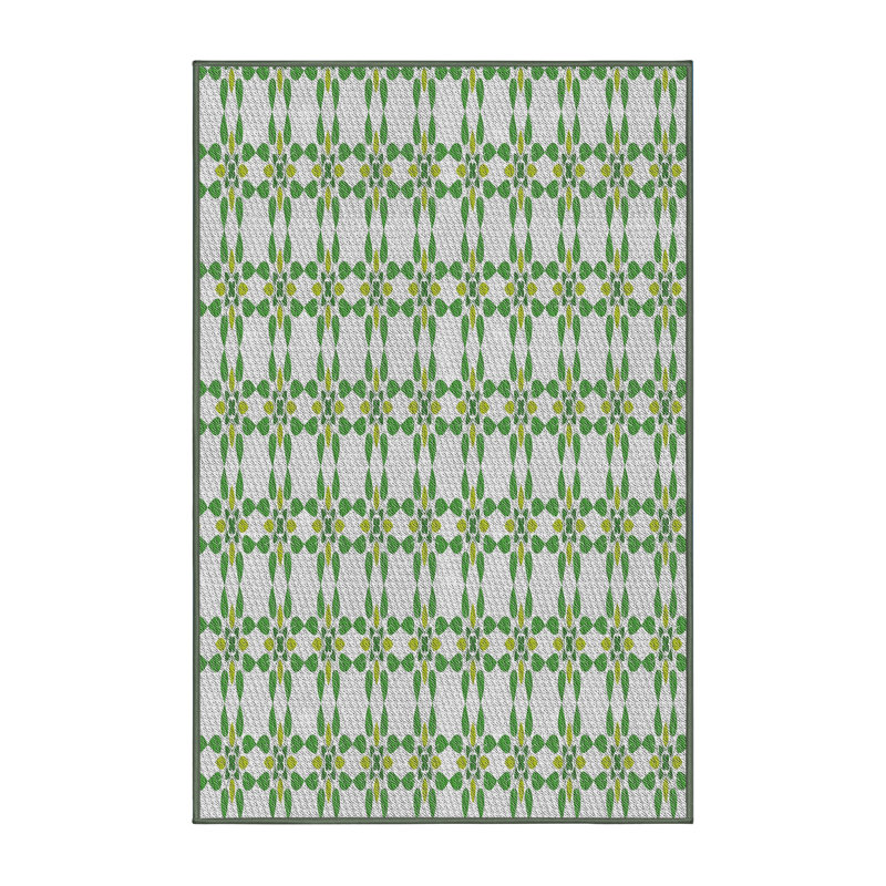 Tapis vert/blanc tissé à la machine, Rectangle 5 pi x 7 pi