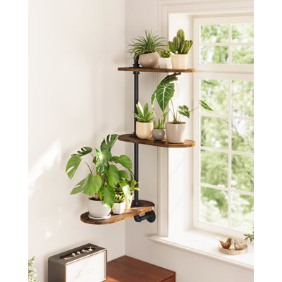 Étagère pour fenêtre pivotante à 3 niveaux, support mural industriel en bois, maximise la lumière pour les plantes d'intérieur, cadeau idéal pour les amateurs de plantes