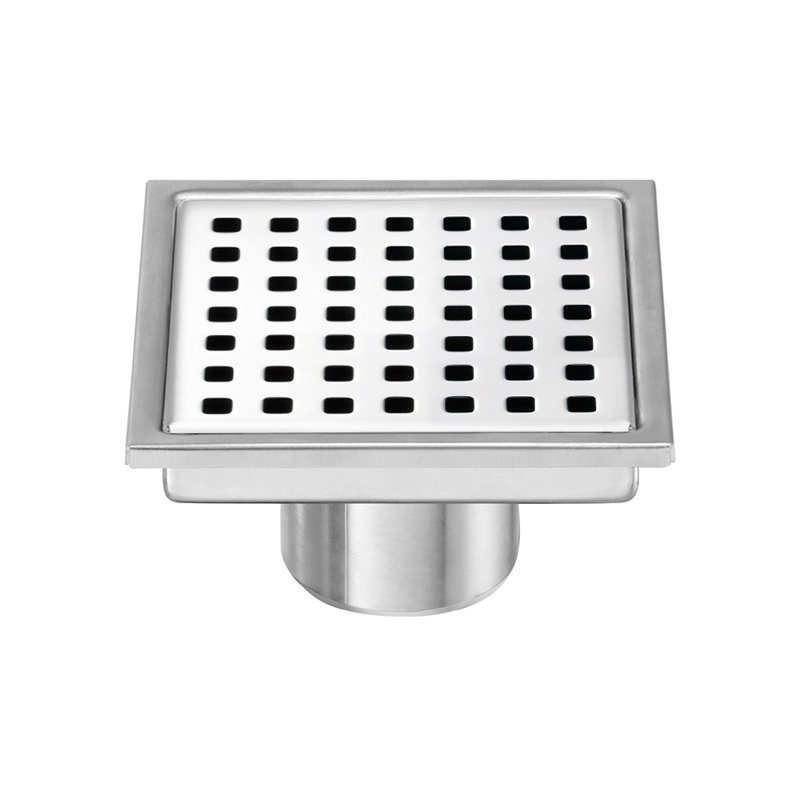 FlowGuard 4" Brushed Nickel square grid drain, Brushed Nickel