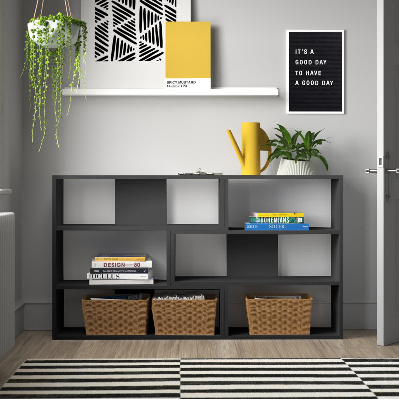 Amandine Modern Freestanding Corner and Wall-Mounted Bookcase with 3-Tier Display Shelves, Antracite