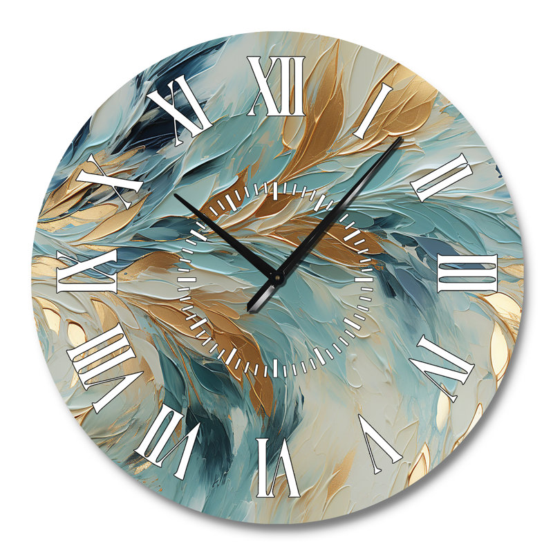 Horloge murale dorée et bleue Frosty Drift Experienc, Grand