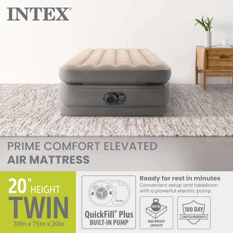 Intex Dura Beam Plus Fiber-Tech Elevated Air Mattress with Built-In Pump