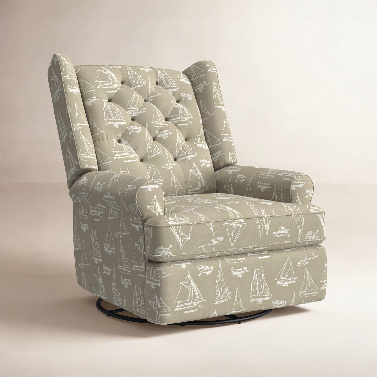 Allendale Upholstered Swivel Reclining Glider, Colley Snow Performance