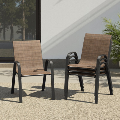 Chaises de patio empilables, balcon de piscine moderne en métal textilene