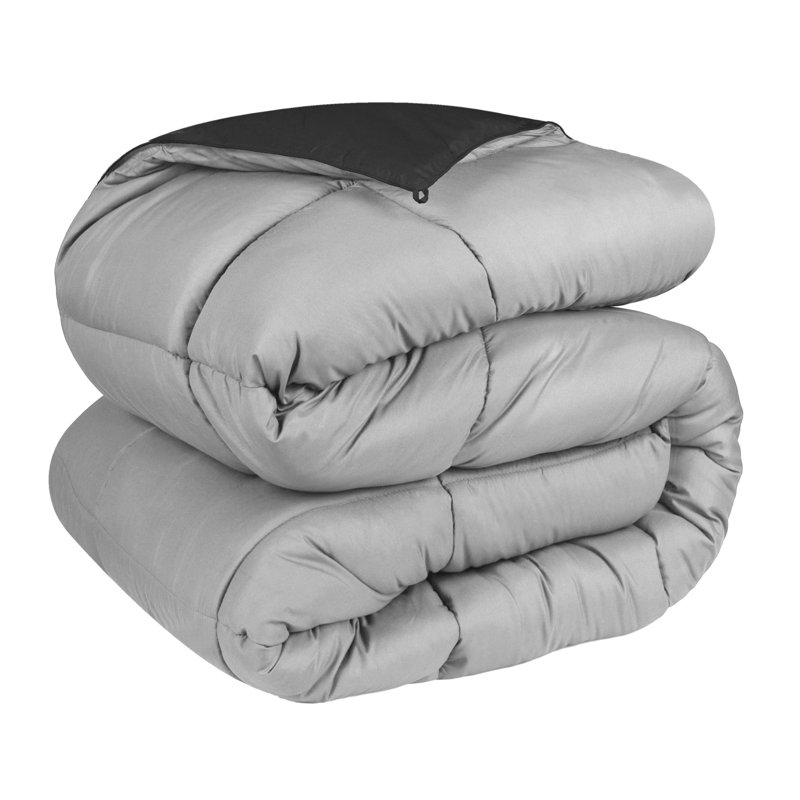 Blue Nile Mills Reversible Solid Down Alternative Comforter Duvet Insert, Black/Gray, Full Comforter
